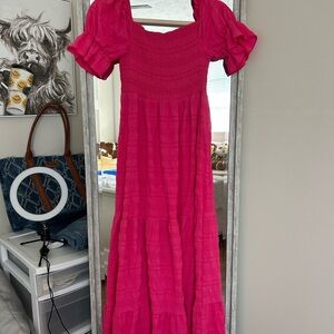 SHEIN Vibrant Pink Long Sleeve Maxi Dress